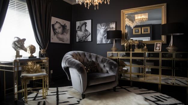  Элегантный интерьер гостиной в стиле ар-деко: ретро шарм и роскошная мебель
